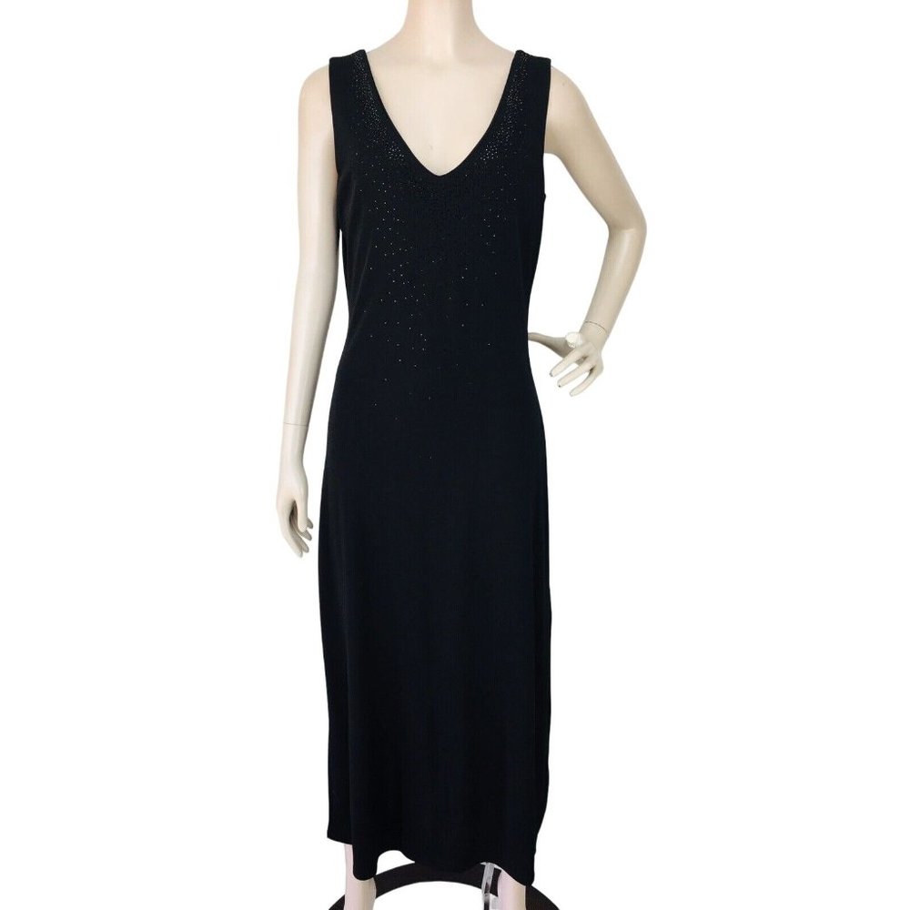 Vintage Casual Corner Black Rhinestone Embellished Cocktail Dress size M…